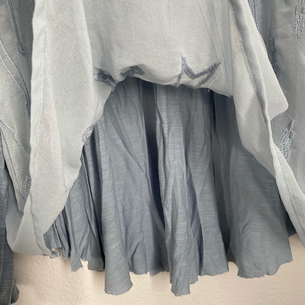 SOLD Free People • Sheer Blue Embroidered Eyelet Blouse - Picture 9 of 16